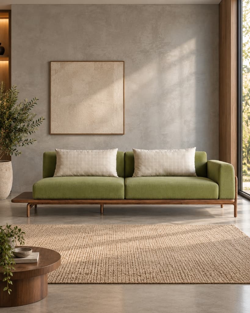 Pistachio Ash Wood Plinth Extension Sofa